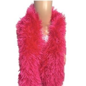 Luxury Pink Scarf Ostrich Feather Girlhoodcore Scarf Fashion Fuchsia Blush